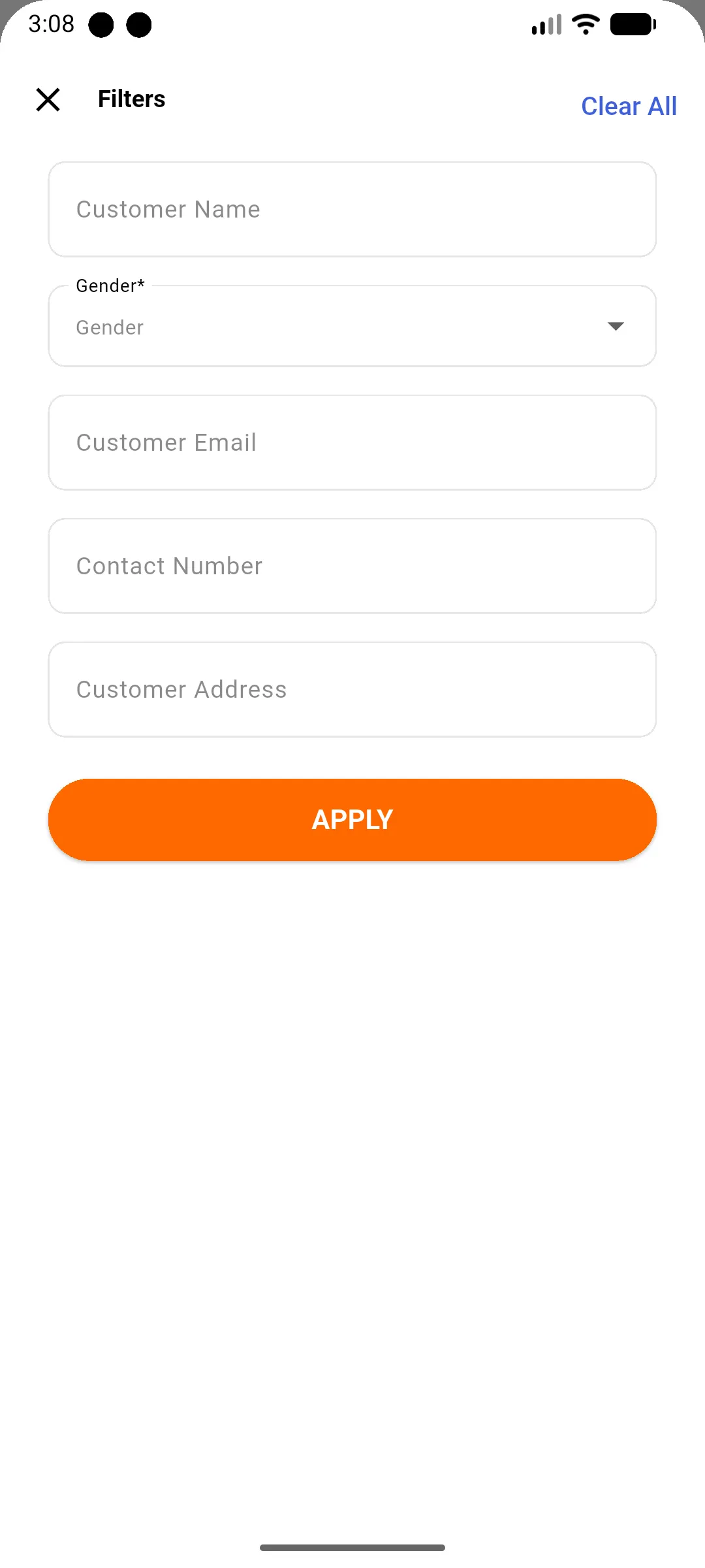 filter for customer list
