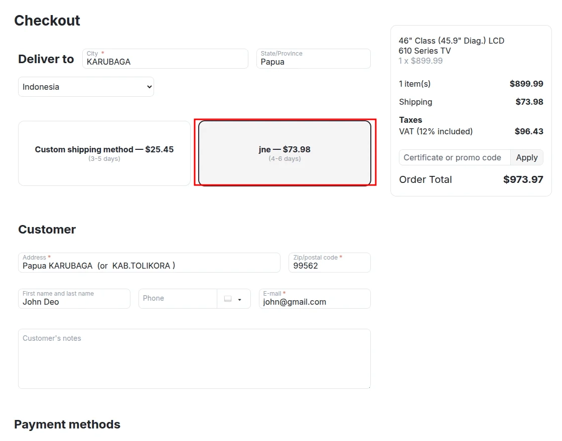 cs-cart-jne-checkout