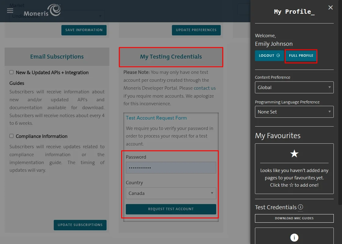 Moneris Payment Credentials