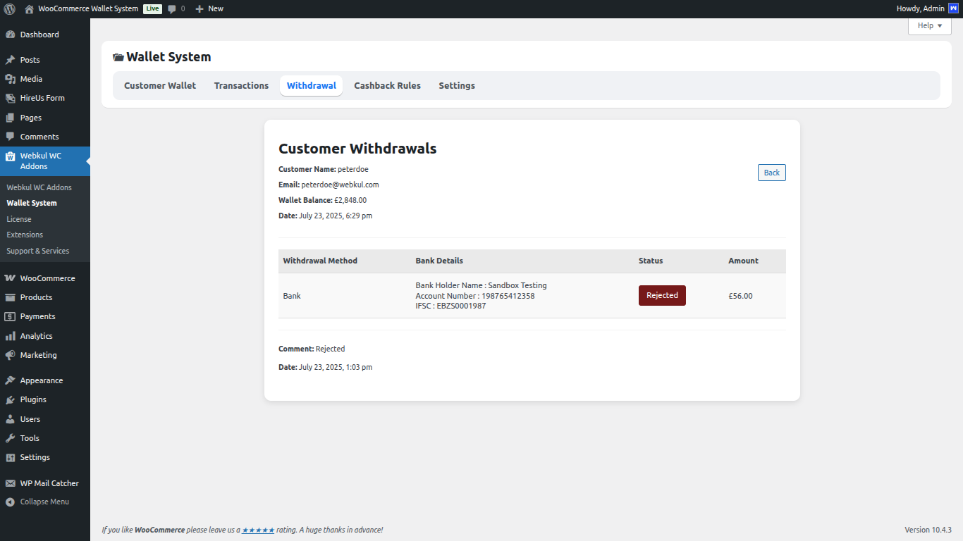withdrwal information
