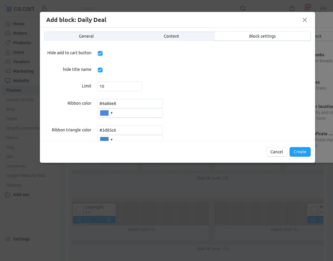 CS-Cart block settings
