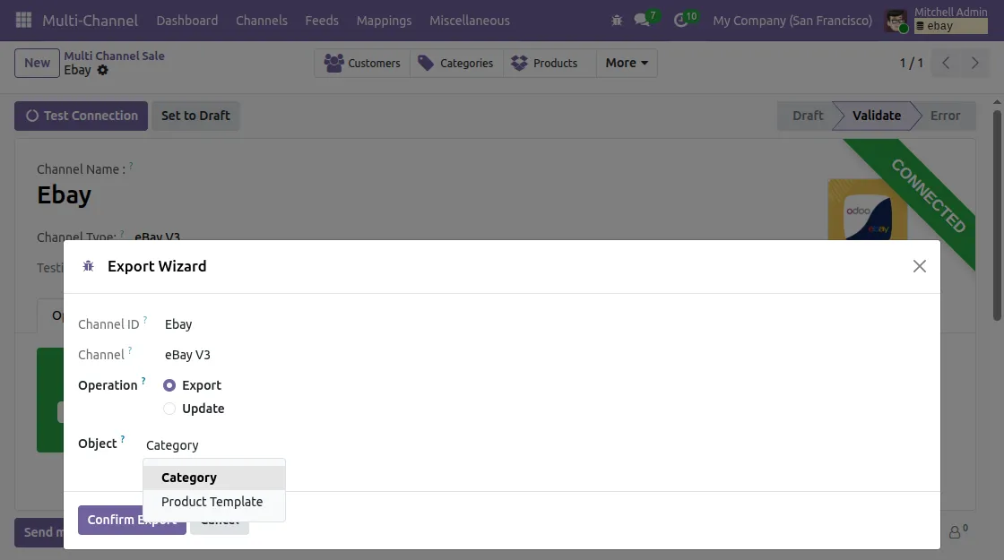 Bulkl Synchronisation from Odoo to eBay