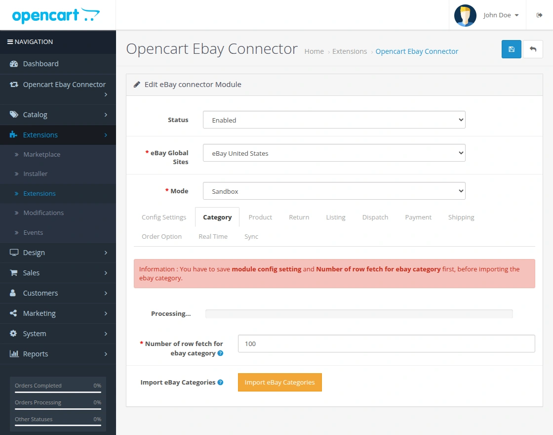 opencart-ebay-connector-import-category