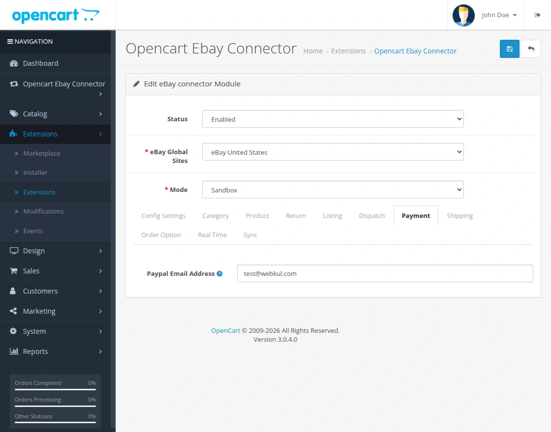 opencart-ebay-config-payment