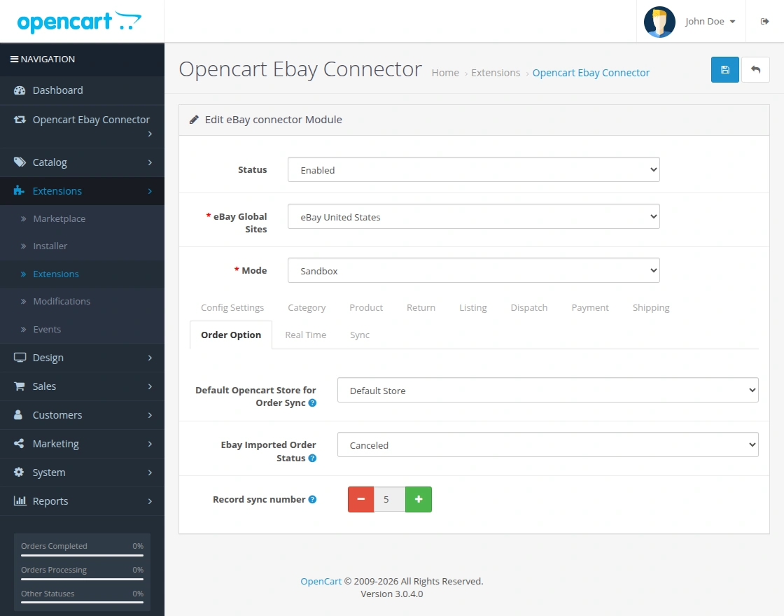 opencart-ebay-config-order-options