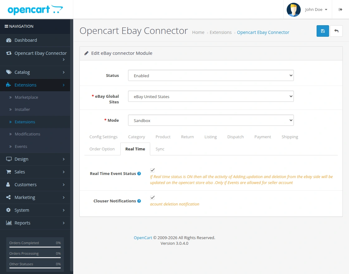 opencart-ebay-config-real-time