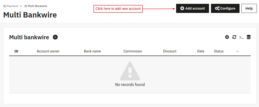 Add new bank account
