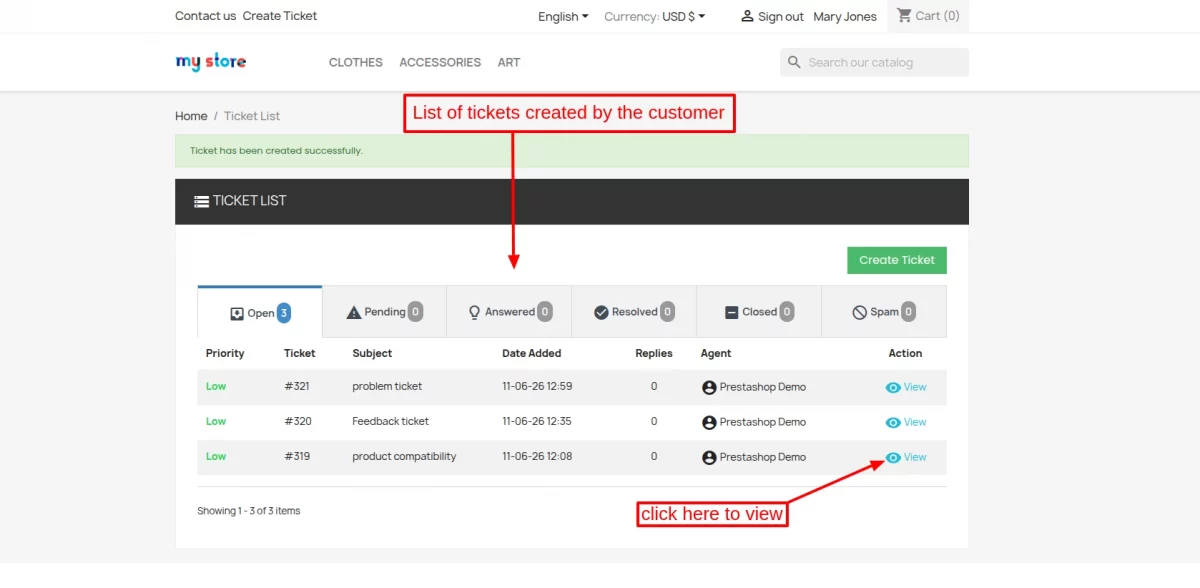 ticket dashboard
