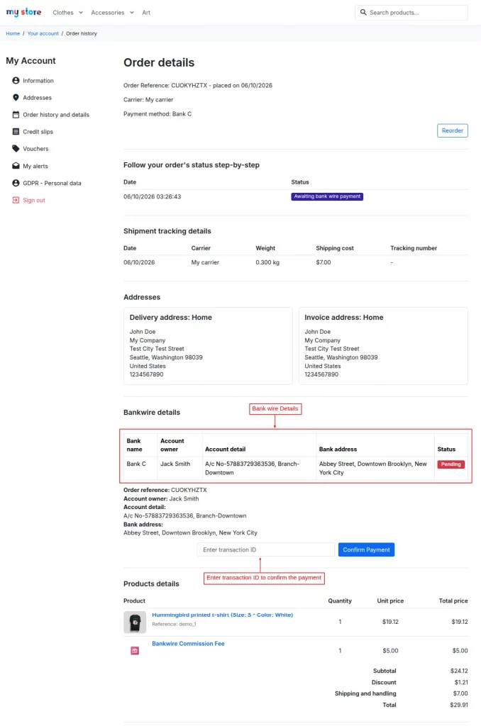 Enter transaction ID to confirm the payment