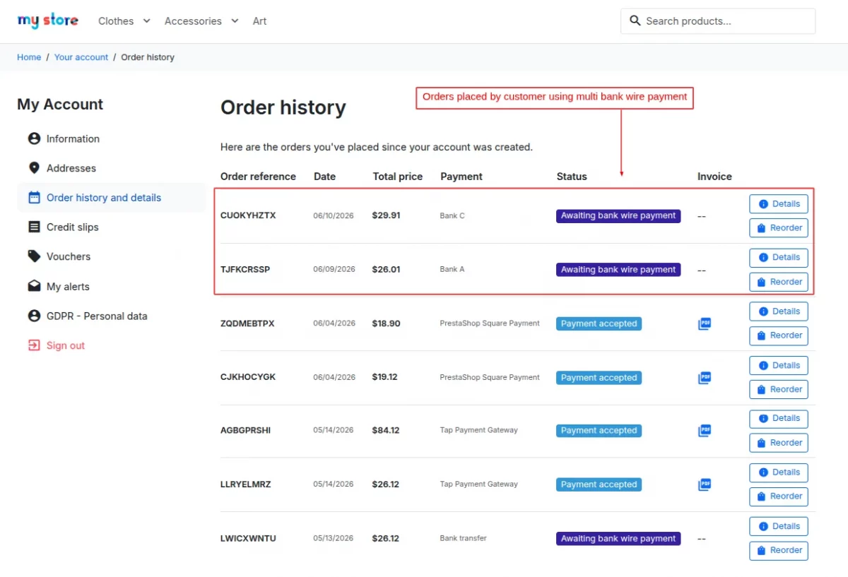 Order list