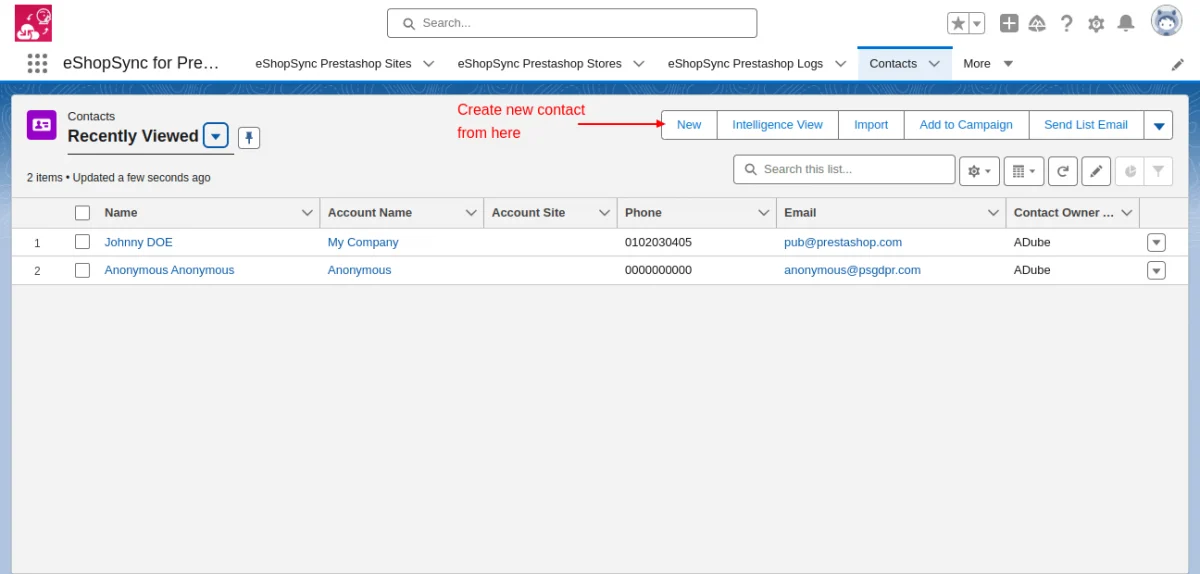 prestashop salesforce contact