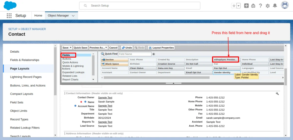 prestashop store field