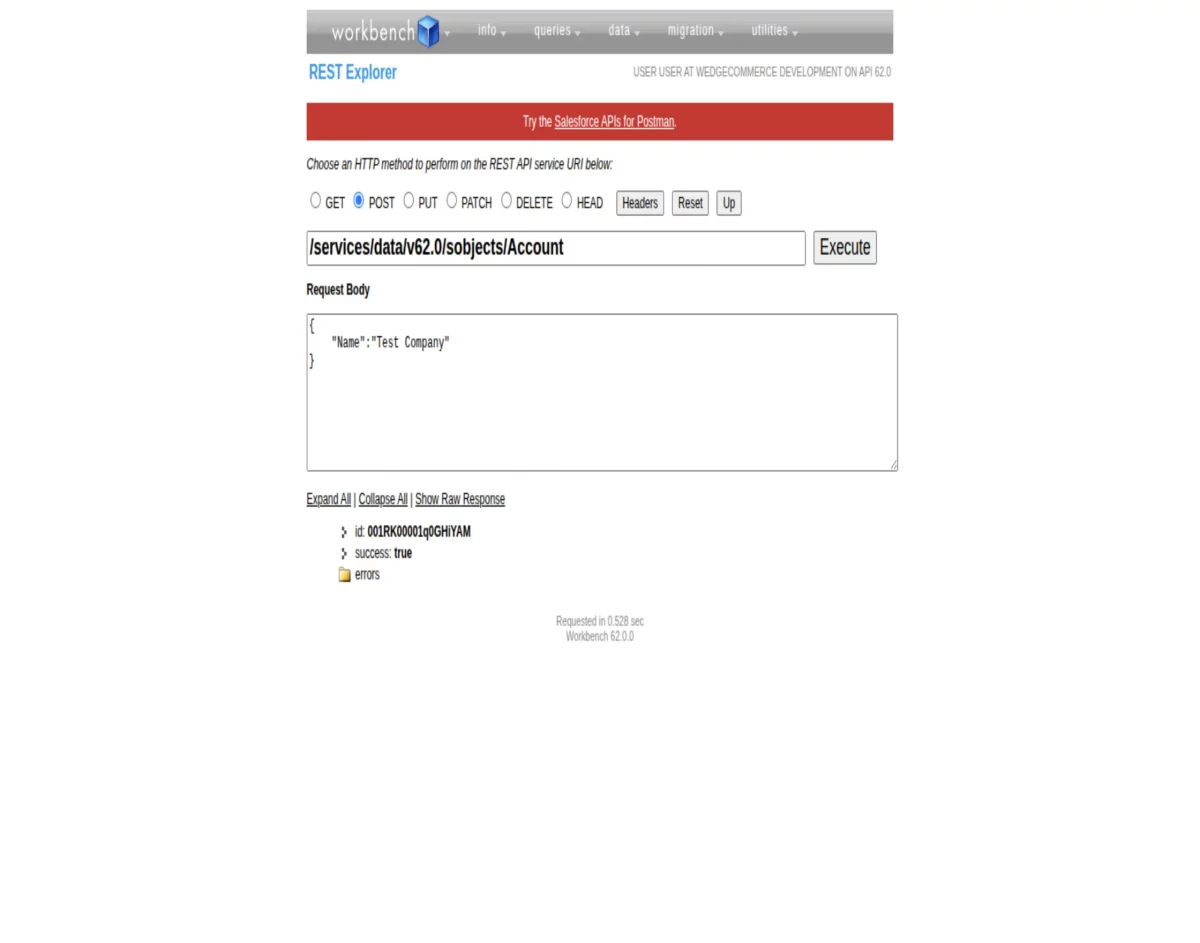 create record through workbench
