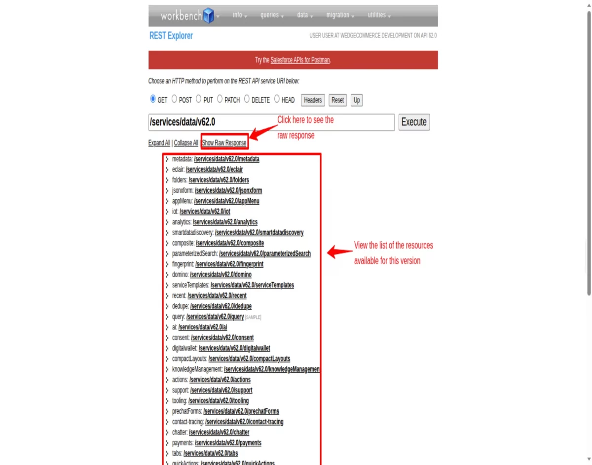 workbench rest explorer