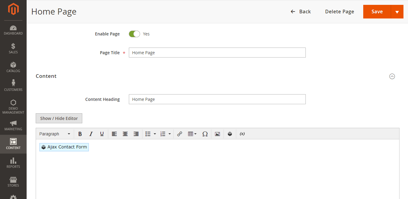 Home-Page-Pages-Elements-Content-Magento-Admin