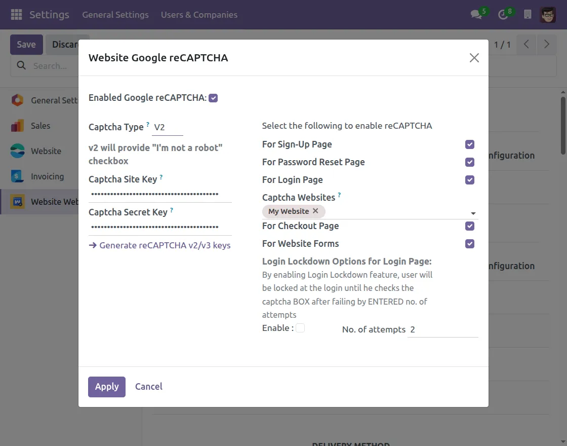 Enable reCAPTCHA