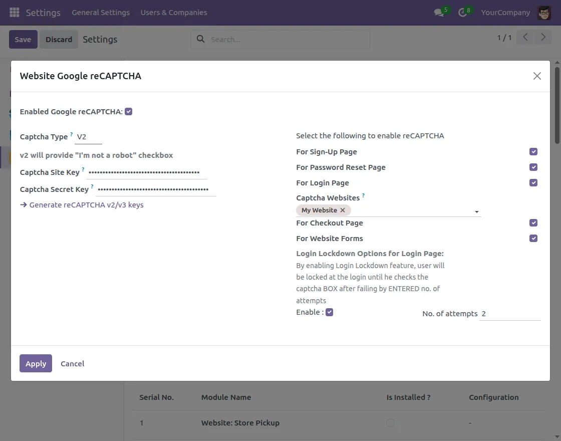 Generate reCAPTCHA Keys