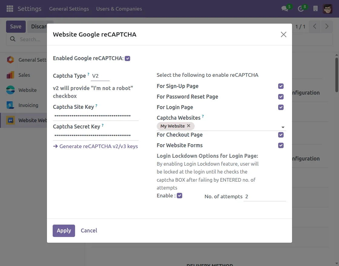Enable login lockdown option for login page