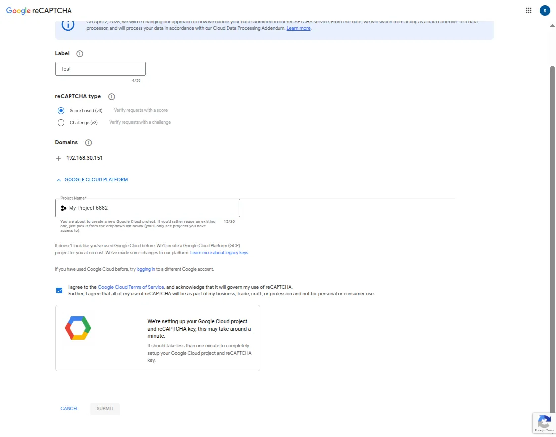 Google reCAPTCHA Registration