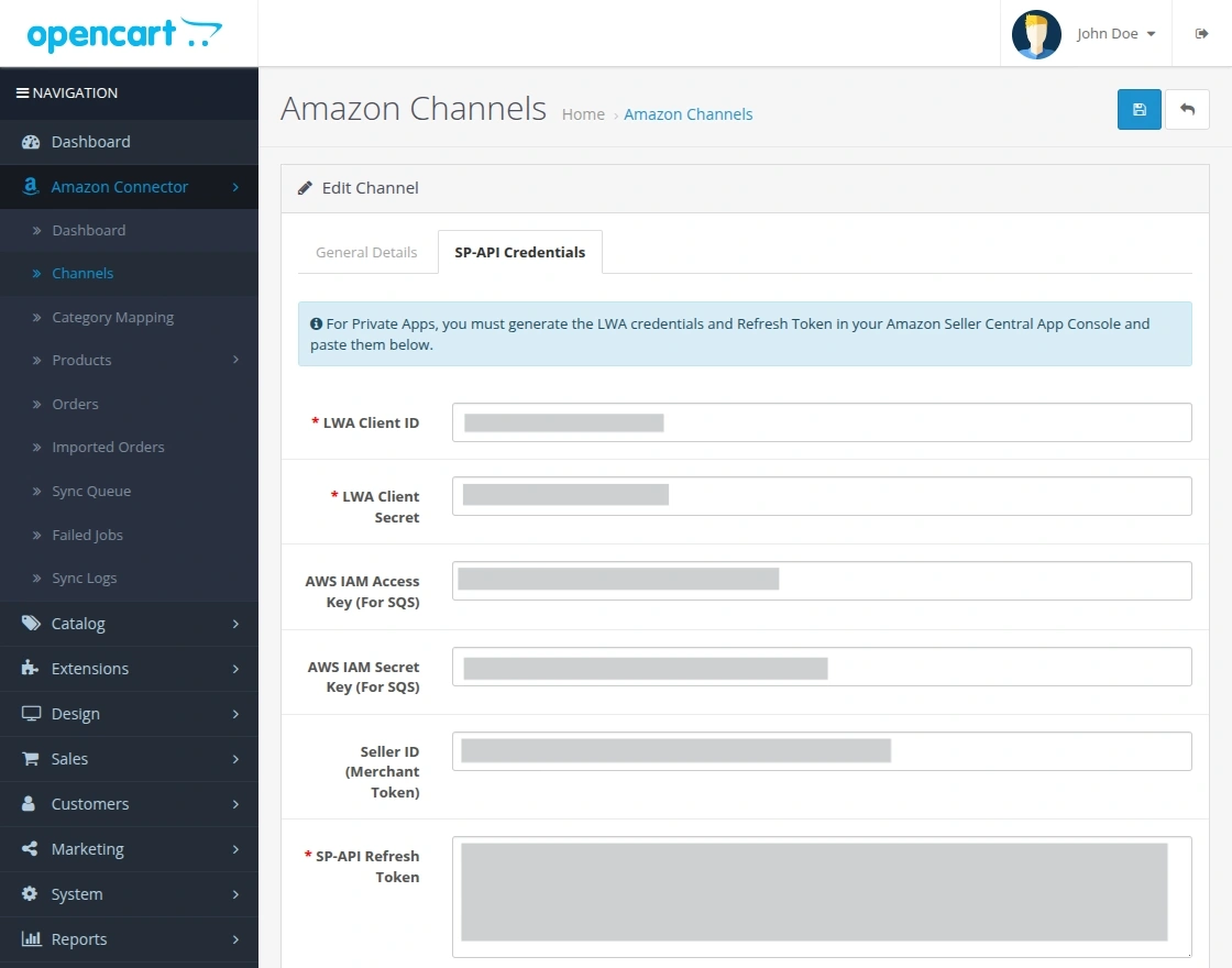 oc-amazon-connecot-edit-amazon-connector-sp-api-details