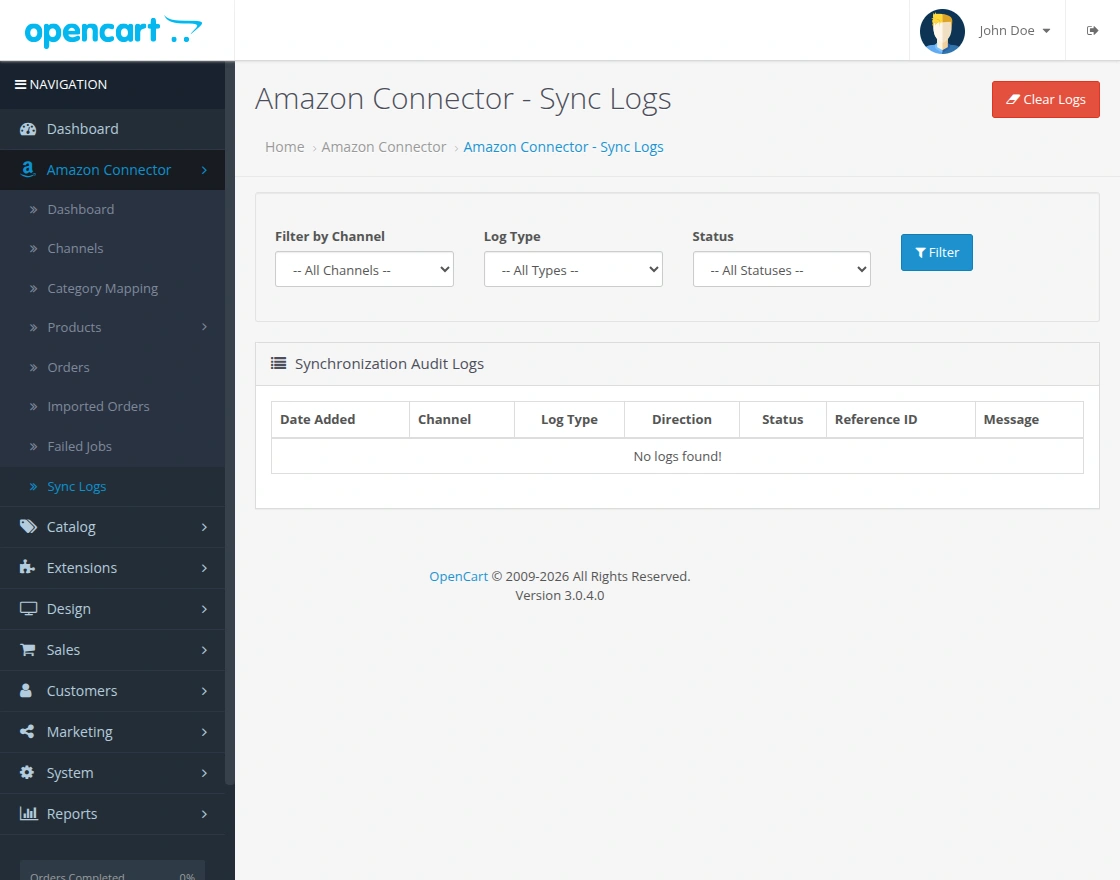 oc-amazon-connector-sync-logs