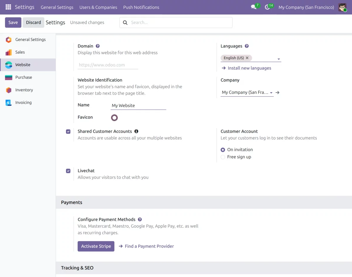 Enable Live Chat on the Website