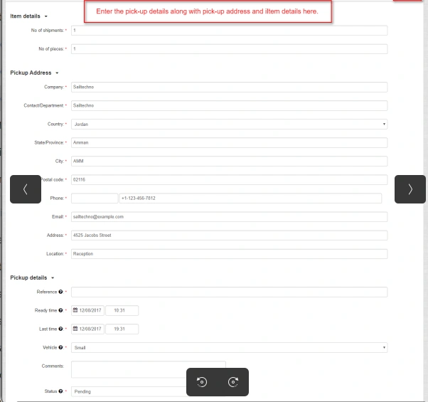 aramex pickup creation