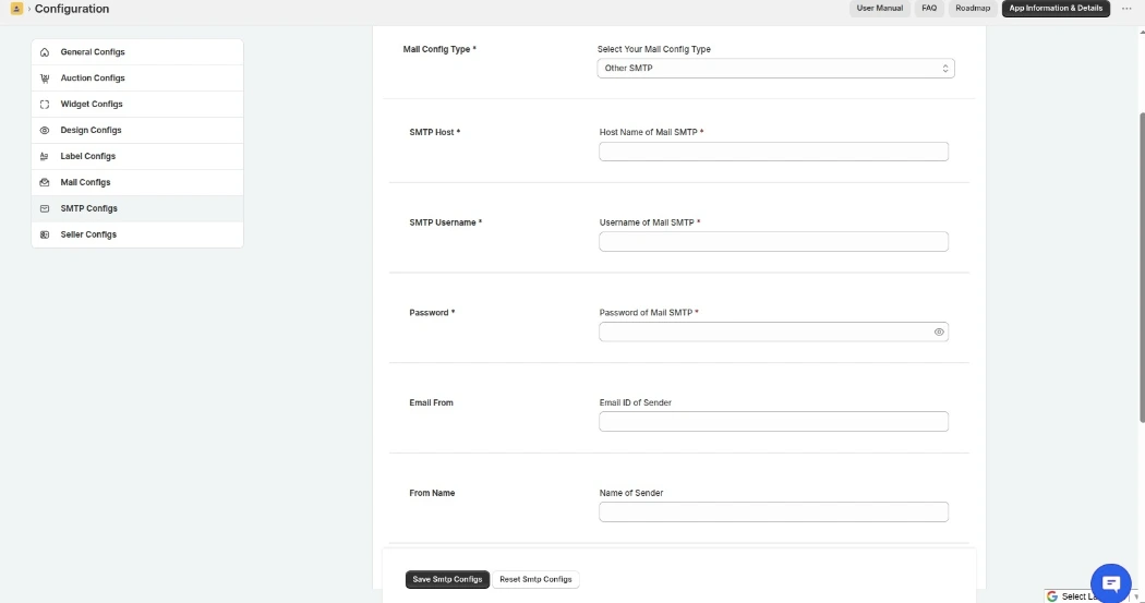 smtp setup detail