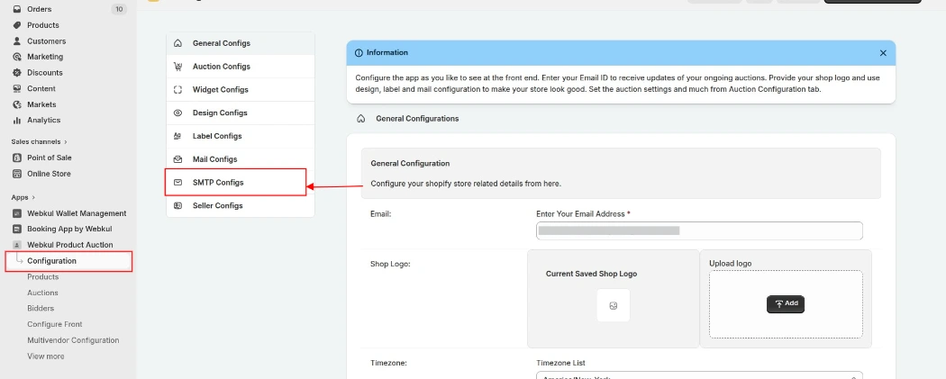 SMTP config