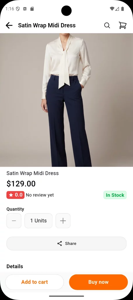 Product detail page