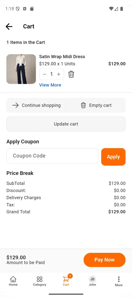 cart page