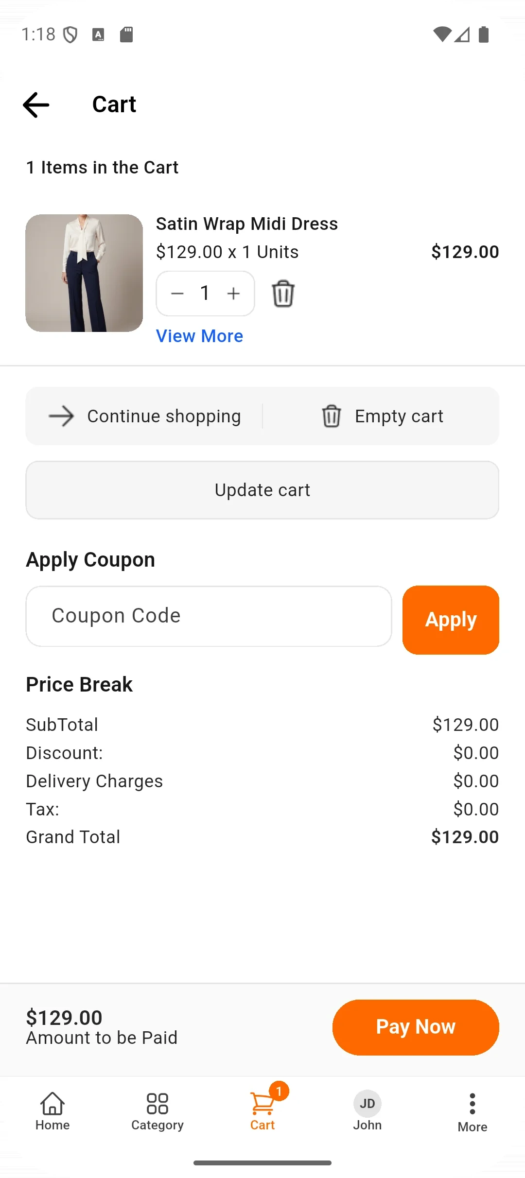 cart page