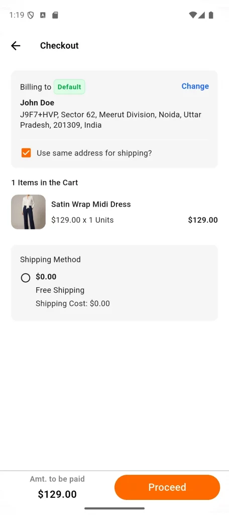 checkout shipping