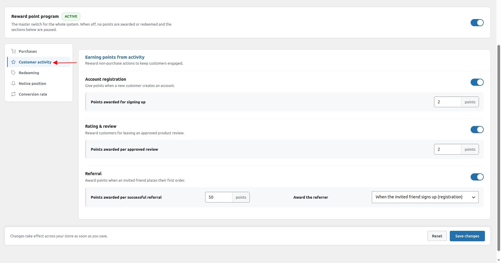 configuration-customer-activities
