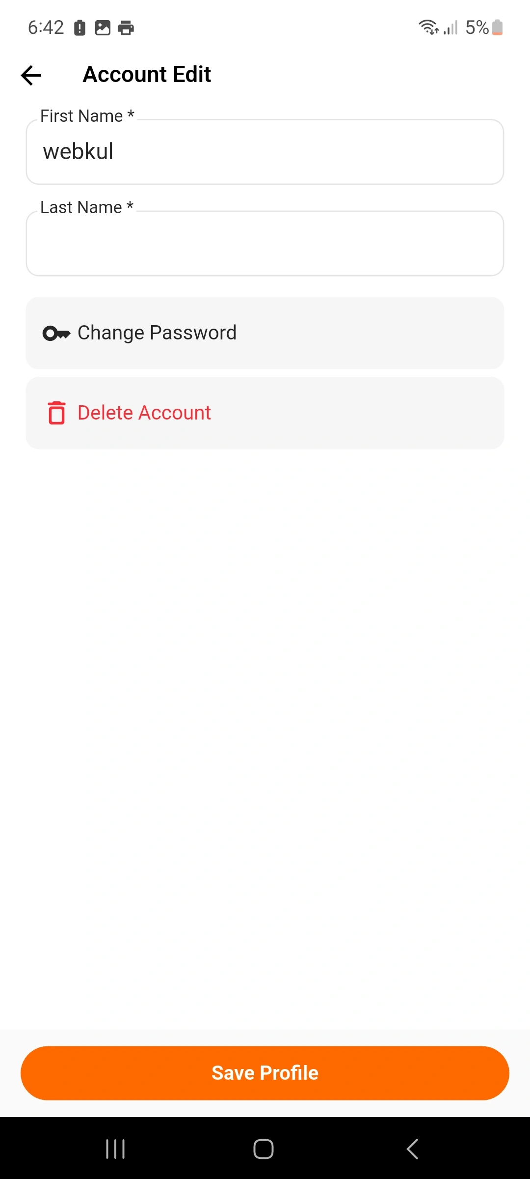 Delete Account