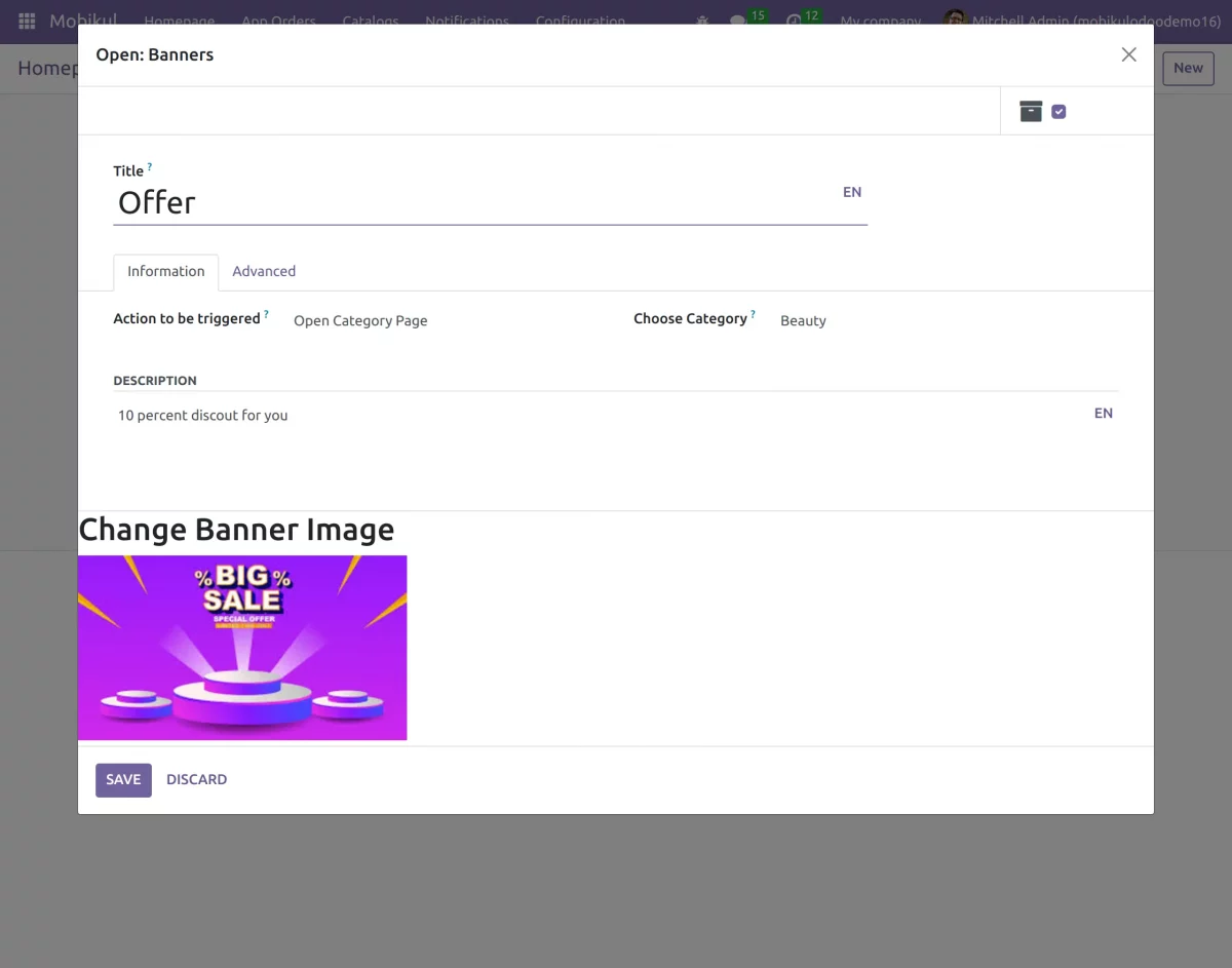 description and advance section