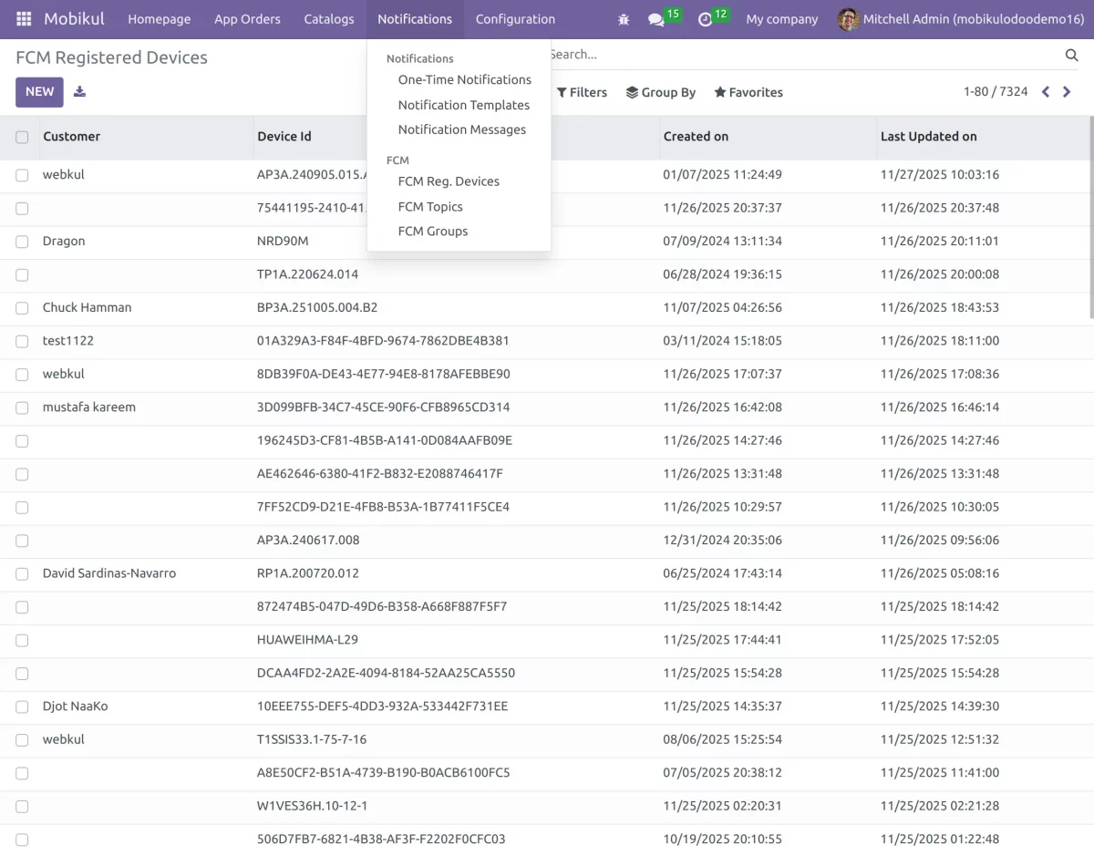 fcm registered device