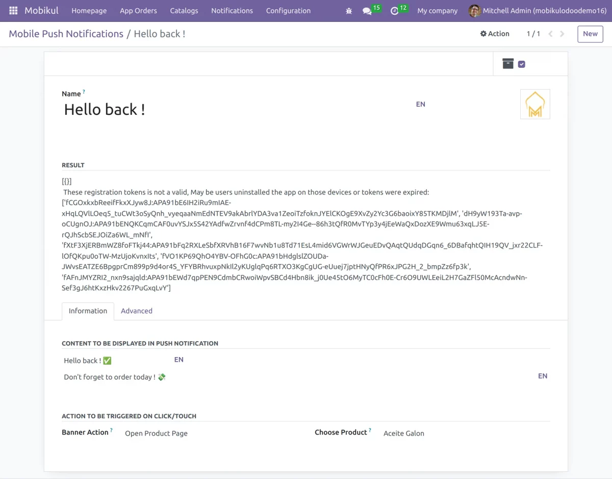 mobile push notification