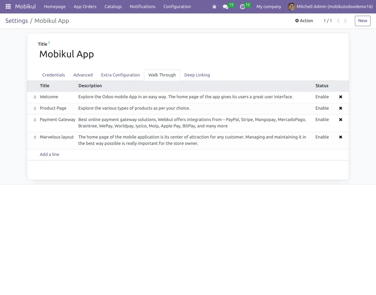 walk through settings