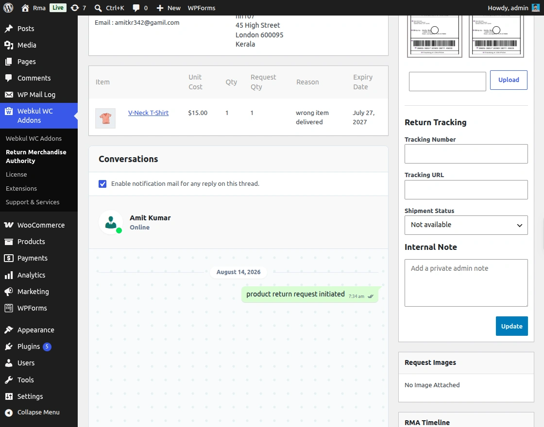 Enable notification rma-conversation