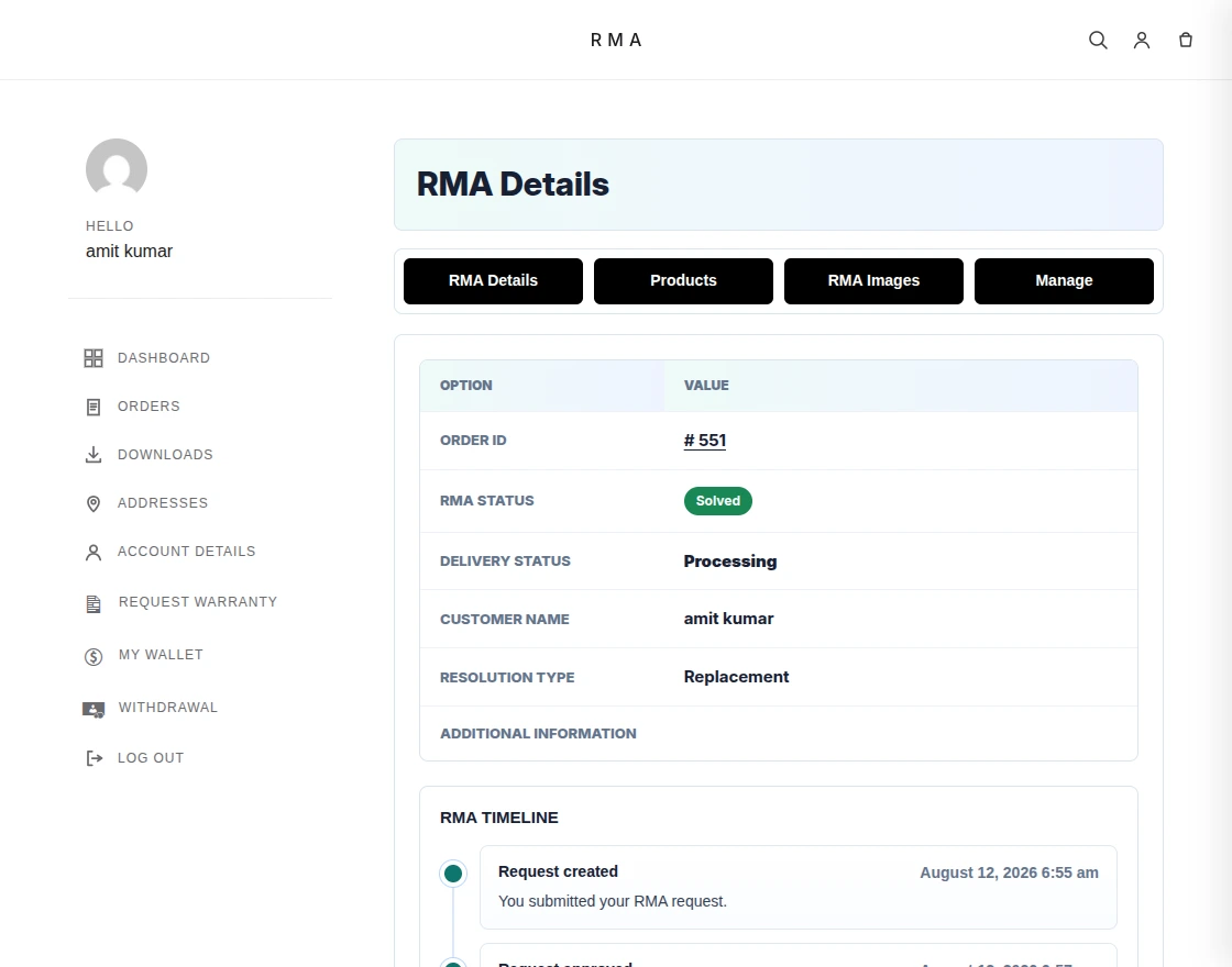 RMA details rma-details