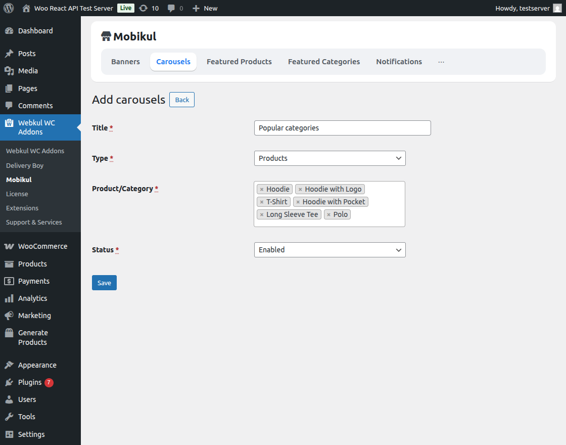 woocommerce-react-api-add-carousels