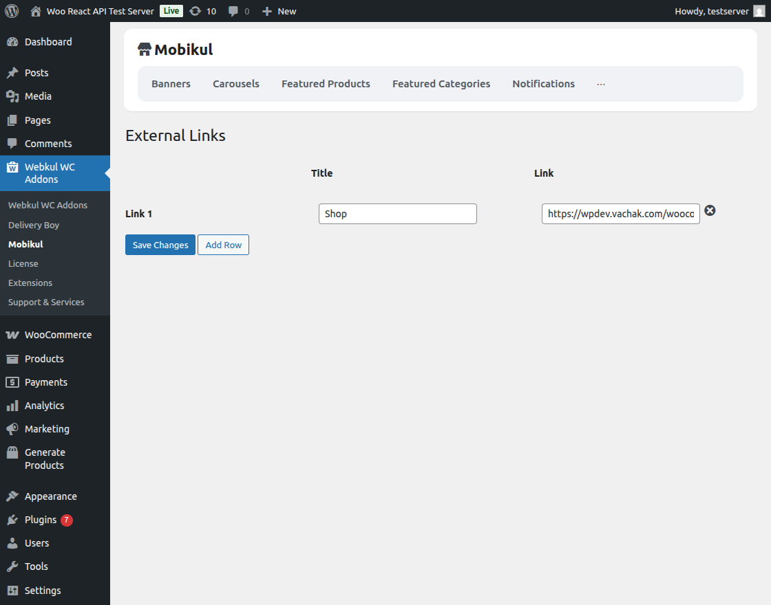 woocommerce-react-api-external-link
