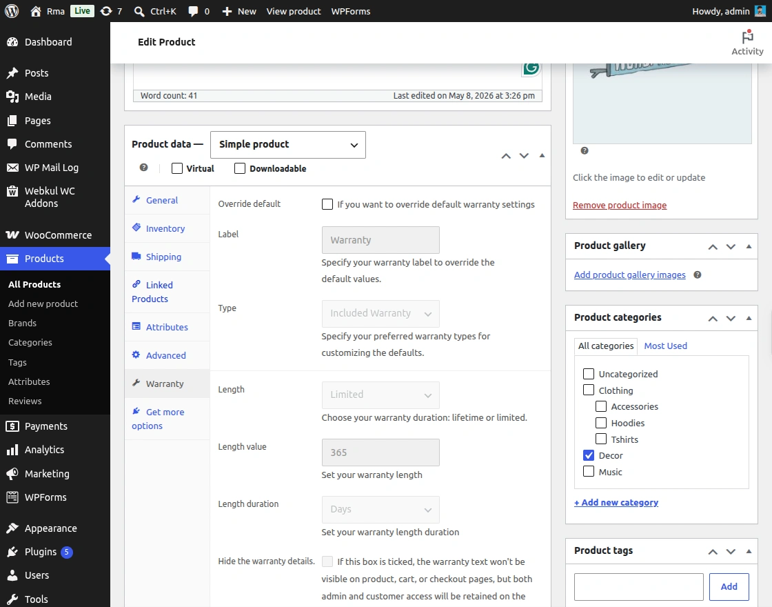 woocommerce-rma-per-product-rma-setting
