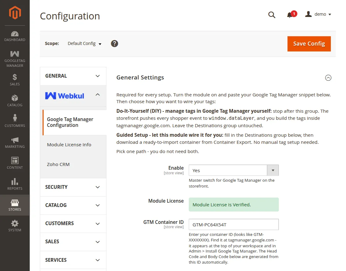 Magento 2 GTM Extension adobe commerce- gtm-module-config