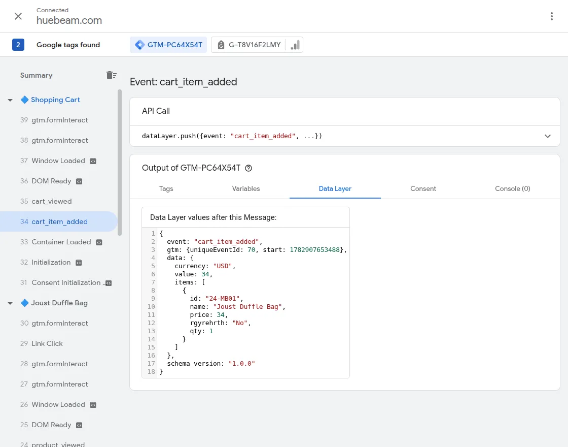 adobe commerce gtm extension cart item added data layer gtm