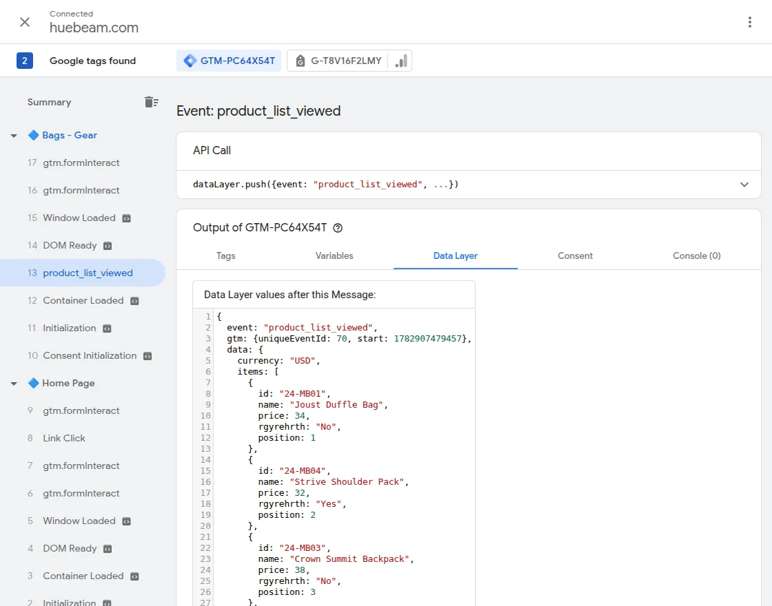 adobe commerce gtm extension category page data layer