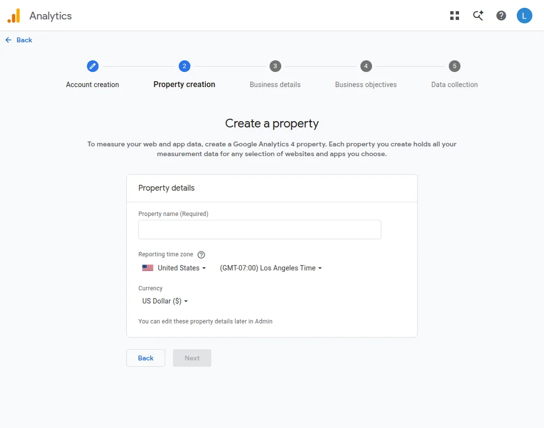 ga4-create a property