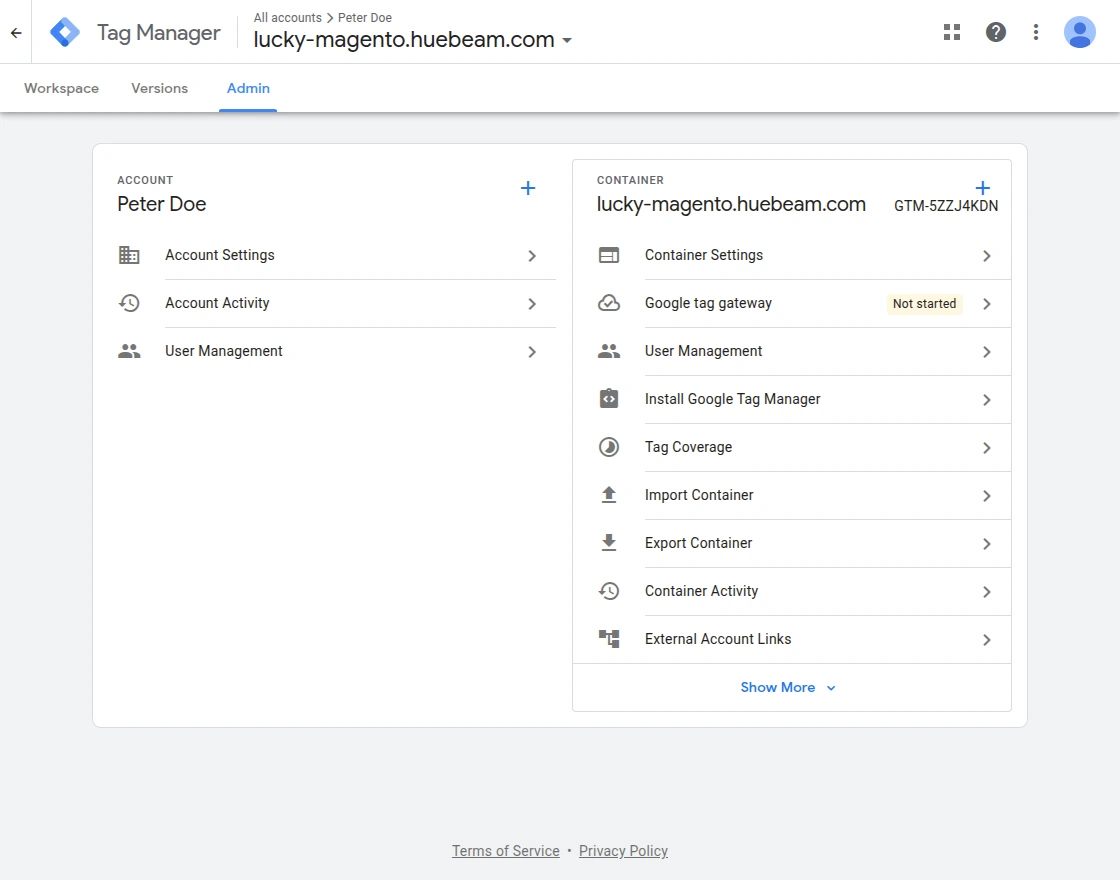 tag manager import container at google tag manager