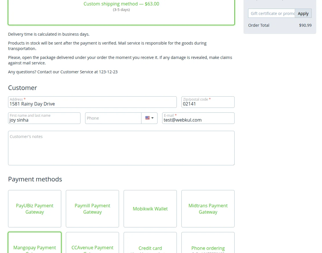 checkout with mangopay